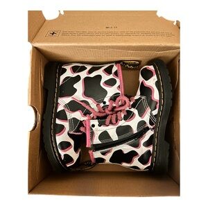 Dr. Martens Black and White Boots with Pink Laces